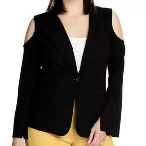 Vanessa Williams Black Cold Shoulder Blazer Jacket Women’s Stretch 3X